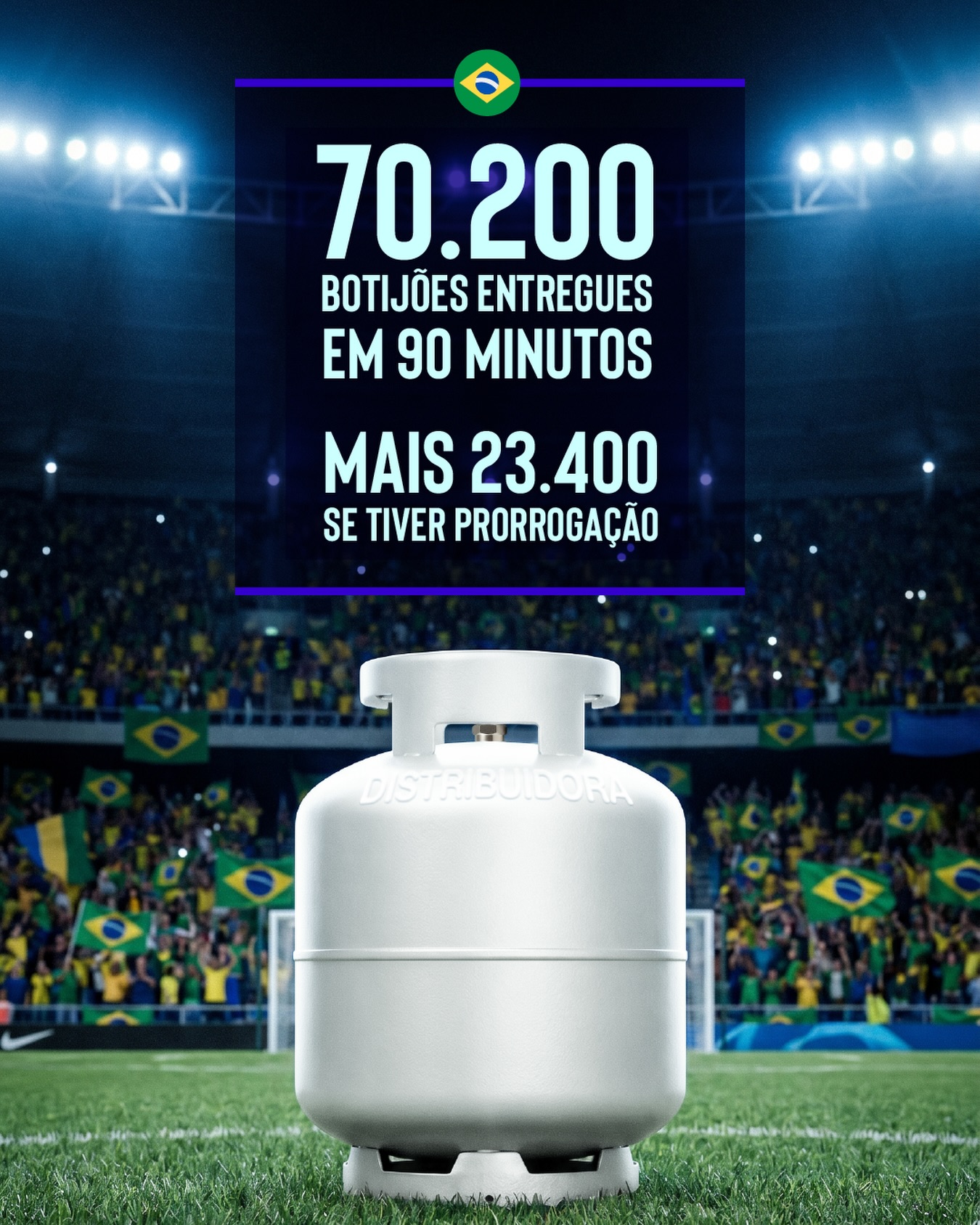 A cada 1 segundo, 13 botijões de gás de cozinha são entregues.

Faça as contas:

⚽ 90 minutos de jogo = 70.200 botijões de 13 kg deixados na porta.

🏆 Se tiver prorrogação? Mais 23.400 botijões que chegam. 
Números que mostram a força de uma operação que trabalha todos os dias para manter o país em movimento.

#Sindigás #GLP #Infraestrutura #CopaDoMundo